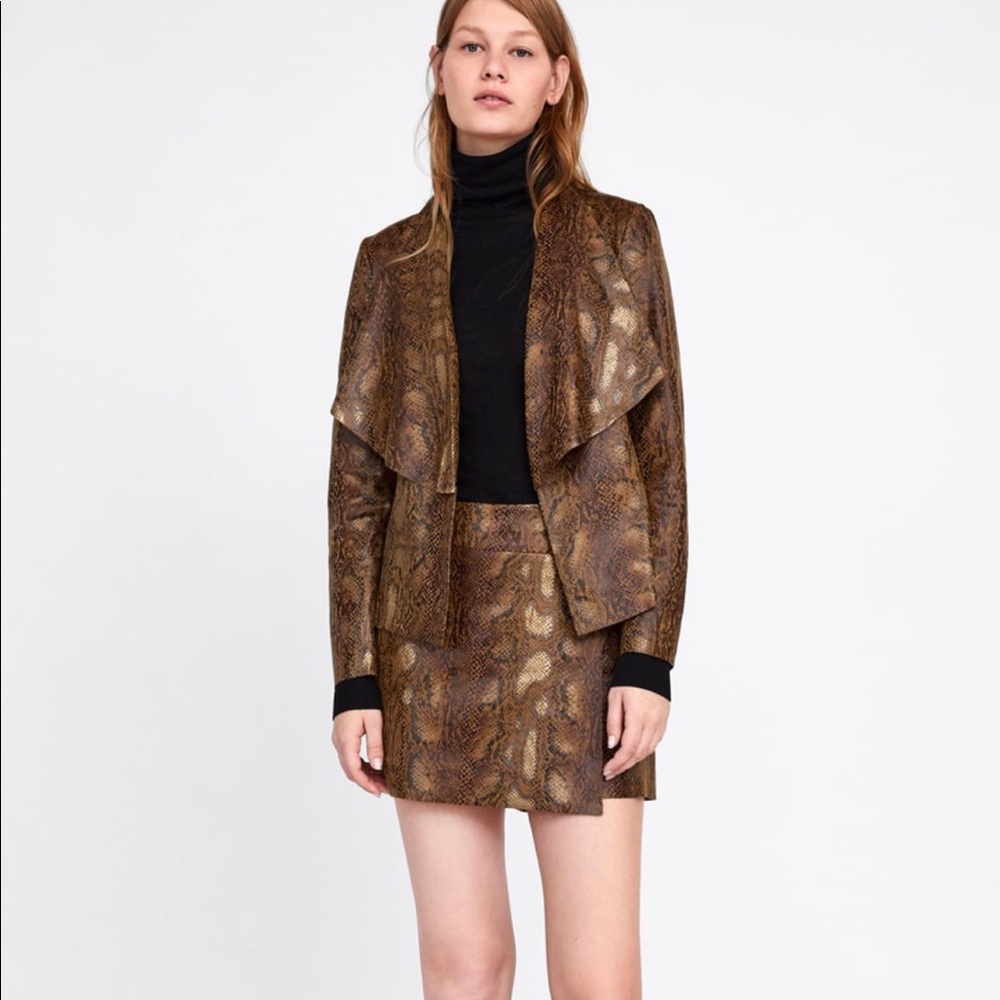 Zara faux leather shirt and skort